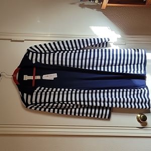 Chicos Blue and white striped cardigan size 1 petite